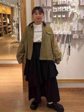「アイテム（その他アウター、ブラウン系）」を使った、nanamoueさん（レディース・154cm）の秋コーディネート