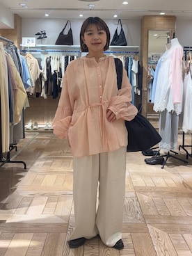 「LOWRYS FARM（ローリーズファーム）のモカシンローファー  637751（ローファー、ブラウン系）」を使った、nanamoueさん（レディース）の春コーディネート