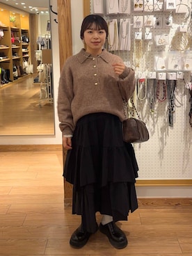 「LOWRYS FARM（ローリーズファーム）のアイテム（サンダル）」を使った、nanamoueさん（レディース・154cm）の秋コーディネート