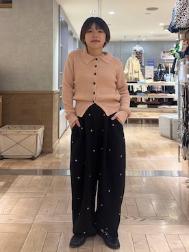 「LOWRYS FARM（ローリーズファーム）のモカシンビットローファー 1064725（ローファー、ブラック系）」を使った、nanamoueさん（レディース）の秋コーディネート