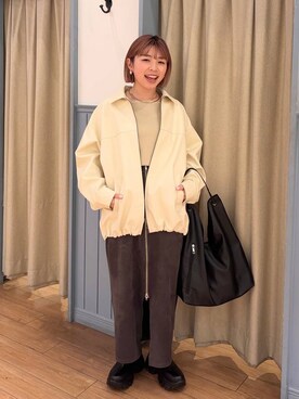 「新作」｜「アイテム（ブルゾン）」を使った、nanamoueさん（レディース・154cm）の冬コーディネート