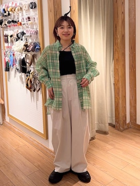 「新作」｜「アイテム（キャミソール）」を使った、nanamoueさん（レディース・154cm）の春コーディネート