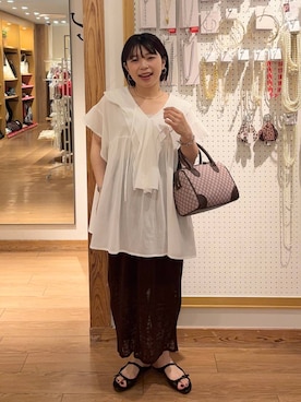 「新作」｜「アイテム（スカート）」を使った、nanamoueさん（レディース・154cm）の夏コーディネート