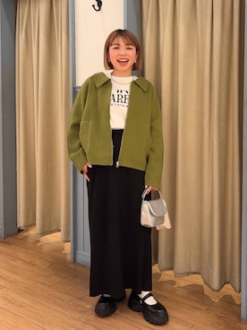「新作」｜「アイテム（ブルゾン）」を使った、nanamoueさん（レディース・154cm）の冬コーディネート