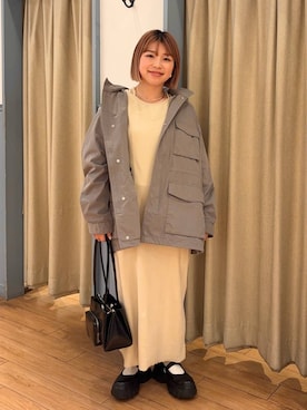 「新作」｜「アイテム（ブルゾン）」を使った、nanamoueさん（レディース・154cm）の冬コーディネート