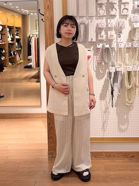 「新作」｜「アイテム（キャミソール）」を使った、nanamoueさん（レディース・154cm）の春コーディネート