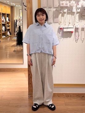「新作」｜「アイテム（スウェットパンツ）」を使った、nanamoueさん（レディース・154cm）の春コーディネート