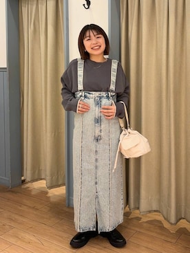 「新作」｜「アイテム（ジャンパースカート）」を使った、nanamoueさん（レディース・154cm）の秋コーディネート