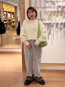 「新作」｜「アイテム（スウェット）」を使った、nanamoueさん（レディース・154cm）の春コーディネート