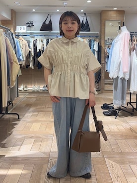 「LOWRYS FARM（ローリーズファーム）のイージーバギーデニム　601067（デニムパンツ、ブルー系）」を使った、nanamoueさん（レディース）の春コーディネート