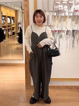 「新作」｜「アイテム（サロペット/オーバーオール）」を使った、nanamoueさん（レディース・154cm）の春コーディネート