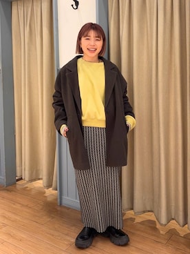 「ベーシック/シンプル」｜「アイテム（チェスターコート）」を使った、nanamoueさん（レディース・154cm）の冬コーディネート