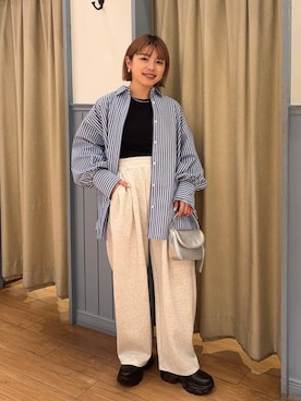 「新作」｜「アイテム（スウェットパンツ）」を使った、nanamoueさん（レディース・154cm）の冬コーディネート