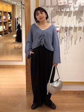 「新作」｜「アイテム（スウェットパンツ）」を使った、nanamoueさん（レディース・154cm）の春コーディネート