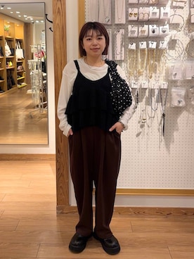 「ウエストゴム」｜「アイテム（スウェットパンツ）」を使った、nanamoueさん（レディース・154cm）の夏コーディネート