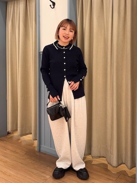 「新作」｜「アイテム（スウェットパンツ）」を使った、nanamoueさん（レディース・154cm）の冬コーディネート