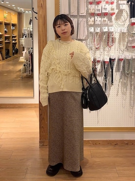 「アイテム（ポロシャツ）」を使った、nanamoueさん（レディース・154cm）の冬コーディネート