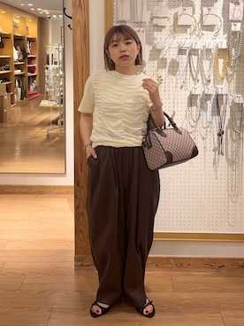 「新作」｜「アイテム（サンダル）」を使った、nanamoueさん（レディース・154cm）の夏コーディネート