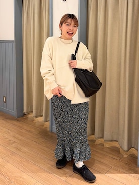 「新作」｜「アイテム（スウェット）」を使った、nanamoueさん（レディース・154cm）の冬コーディネート