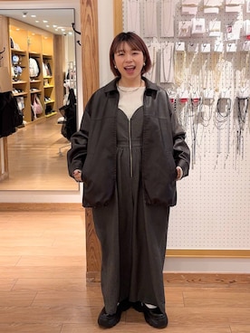 「ブルゾン」｜「アイテム（オールインワン・サロペット）」を使った、nanamoueさん（レディース・154cm）の春コーディネート