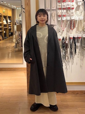 「アイテム（サンダル）」を使った、nanamoueさん（レディース・154cm）の冬コーディネート