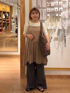 「ウエストゴム」｜「アイテム（ワンピース/ドレス）」を使った、nanamoueさん（レディース・154cm）の夏コーディネート