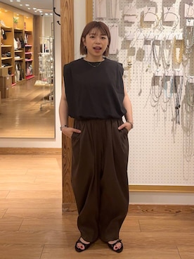 「新作」｜「アイテム（パンツ）」を使った、nanamoueさん（レディース・154cm）の夏コーディネート