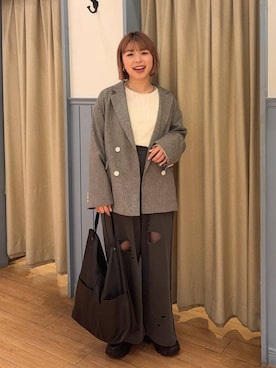 「新作」｜「アイテム（スウェットパンツ）」を使った、nanamoueさん（レディース・154cm）の冬コーディネート