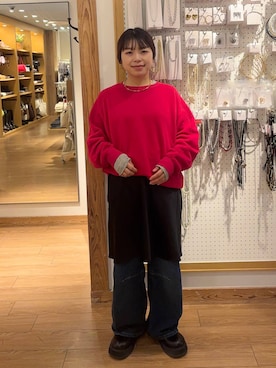 「LOWRYS FARM（ローリーズファーム）のソフトウラケプルオーバー  579079（スウェット）」を使った、nanamoueさん（レディース・154cm）の秋コーディネート