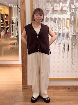 「新作」｜「アイテム（パンツ）」を使った、nanamoueさん（レディース・154cm）の夏コーディネート
