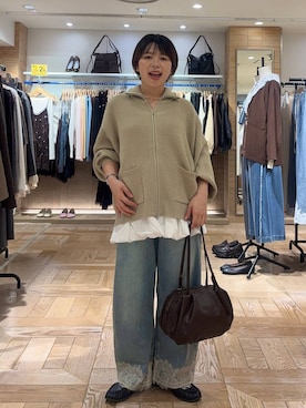 「LOWRYS FARM（ローリーズファーム）のバルーンベルト 1042988（ベルト、ホワイト系）」を使った、nanamoueさん（レディース）の秋コーディネート