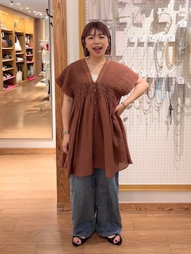 「新作」｜「アイテム（サンダル）」を使った、nanamoueさん（レディース・154cm）の夏コーディネート