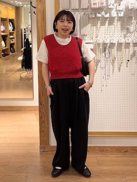 「新作」｜「アイテム（スウェットパンツ）」を使った、nanamoueさん（レディース・154cm）の春コーディネート