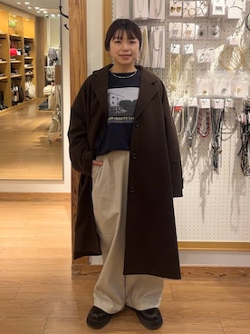 「アイテム（チェスターコート）」を使った、nanamoueさん（レディース・154cm）の秋コーディネート