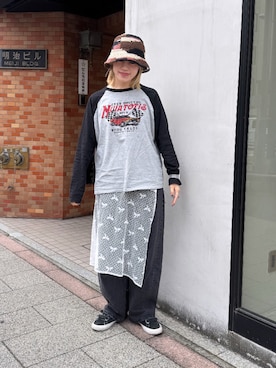 「アイテム（ハット、ブラウン系）」を使った、しわしわさん（レディース・163cm）の春コーディネート