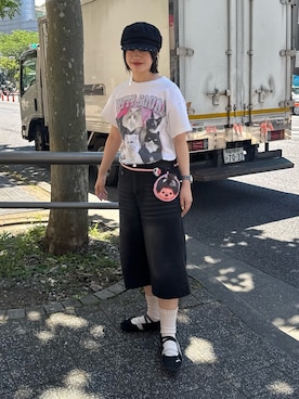 「OVERRIDE（オーバーライド）のアイテム」を使った、しわしわさん（レディース・163cm）の夏コーディネート