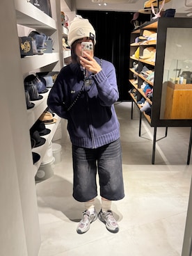 「アイテム（ニットキャップ/ビーニー、ホワイト系）」を使った、しわしわさん（レディース・163cm）の秋コーディネート