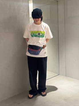 「OVERRIDE（オーバーライド）のアイテム（帽子）」を使った、しわしわさん（レディース・163cm）の夏コーディネート