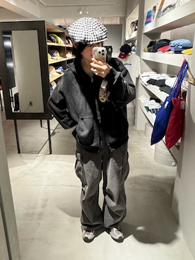 「アイテム（ハンチング/ベレー帽、ホワイト系）」を使った、しわしわさん（レディース・163cm）の秋コーディネート