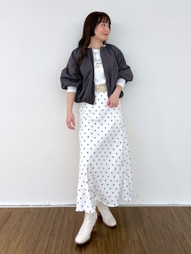 「ドットスカート」｜「アイテム（ジャケット/アウター）」を使った、cloencさん（レディース・151cm）の冬コーディネート