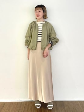 「リブニット」｜「アイテム（ブルゾン）」を使った、cloencさん（レディース・160cm）の秋コーディネート