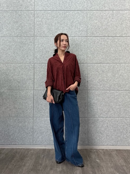 セール】【マシンウォッシュ】ストレッチデニムワイドパンツ（デニム