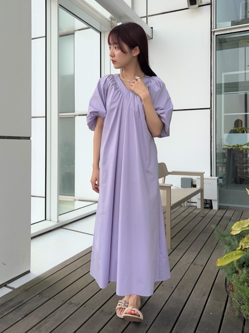 セール】【手洗い可】ギャザーVネックワンピース（ワンピース