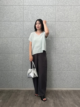 「アイテム（ニット/セーター、ブルー系）」を使った、cloencさん（レディース・161cm）の夏コーディネート