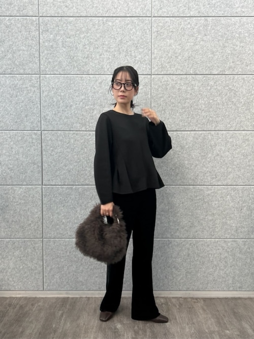 cloenc（クロエンス） パンツ 「手洗い可」ベロアセミフレアパンツ