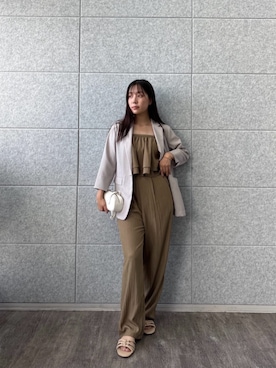 「パンツスタイル」｜「アイテム（ジャケット/アウター）」を使った、cloencさん（レディース・158cm）の夏コーディネート