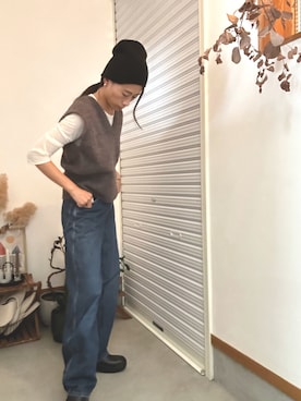「アイテム（帽子）」を使った、satokoさん（レディース・165cm）の秋コーディネート