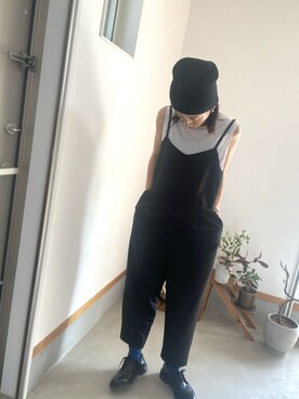 「カラーソックス」｜「アイテム（ニットキャップ/ビーニー）」を使った、satokoさん（レディース・165cm）の秋コーディネート