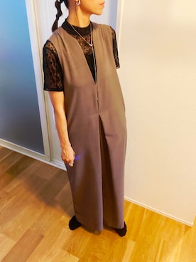 「AIC.（エーアイシー）のアイテム（オールインワン・サロペット）」を使った、satokoさん（レディース・165cm）の秋コーディネート