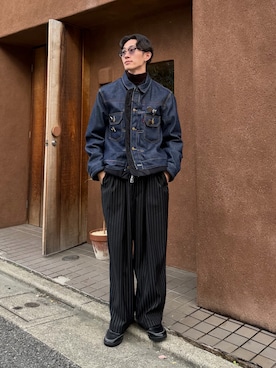 「アイテム（デニムジャケット）」を使った、おさゆうさん（メンズ・168cm）の秋コーディネート